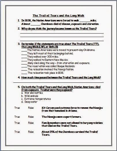 trail of tears test question|trail of tears quiz.